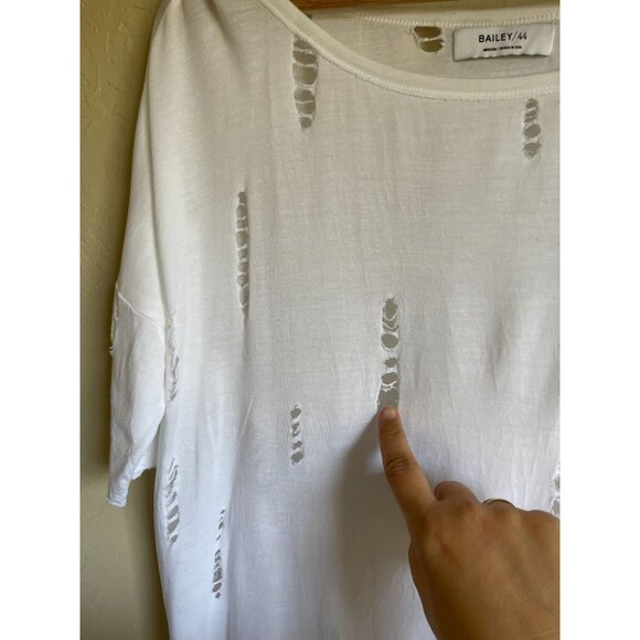 Bailey/44 White Distressed T-Shirt Medium Made in USA - Picture 3 of 8